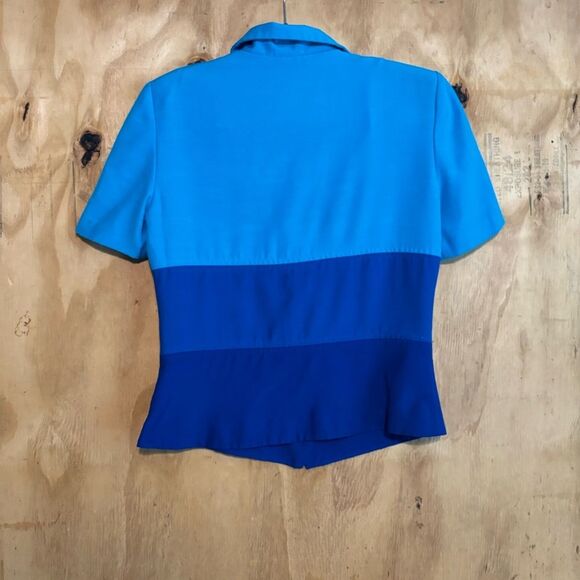 Vintage 80s Prophecy Sag Harbor Short Sleeve Blue Suit Short Sleeve Blazer Sz 8 - Picture 4 of 7